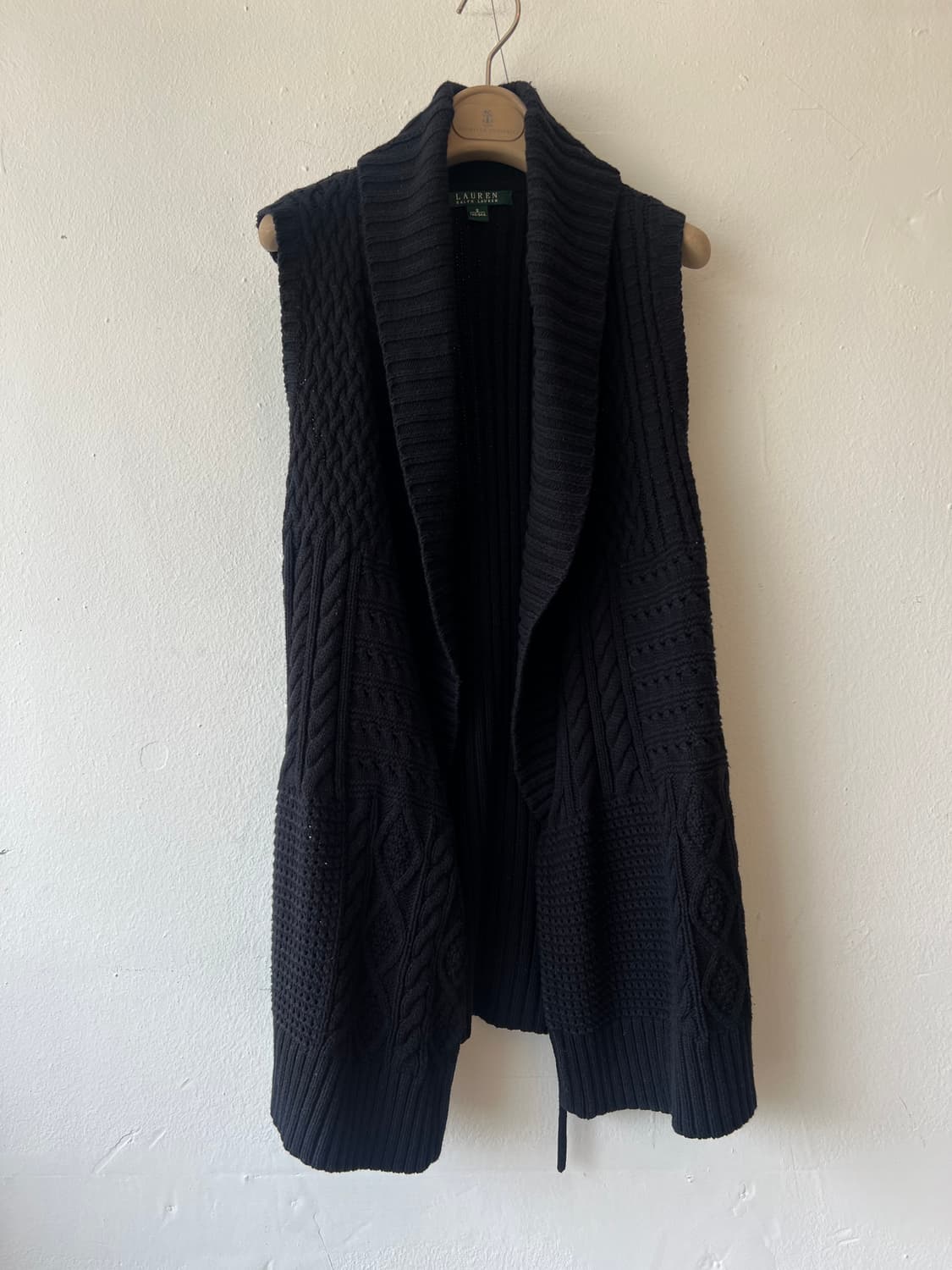 로렌 랄프로렌 여성 블랙 케이블니트조끼 니트베스트 상품이미지2