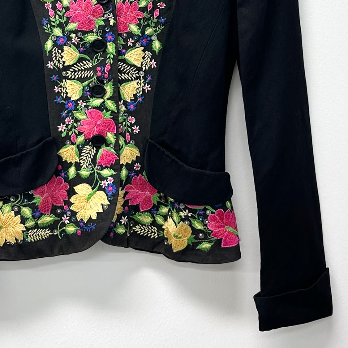 겐조 정글 울 리넨 린넨 플라워 블레이저 블레이져 자켓 블랙 38 상품이미지3