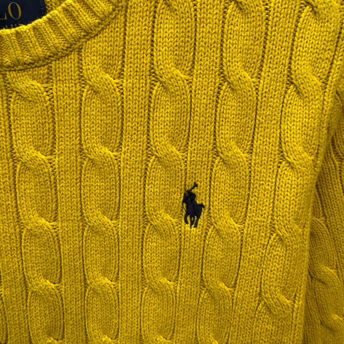 폴로 랄프로렌 케이블 니트 네이비 포니 로고 포인트 옐로우 상품이미지5