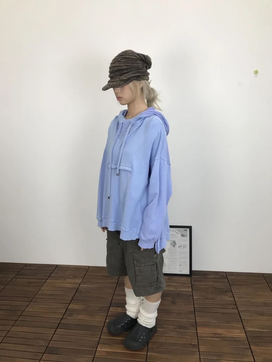 MAX&Co Back Logo Oversized Blue Hoodie 상품이미지2