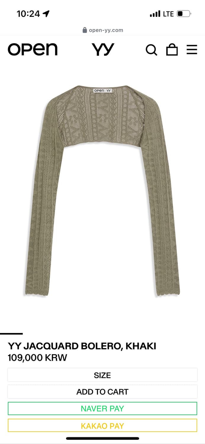 오픈와이와이 YY 자카드 볼레로 카키 S 상품이미지1