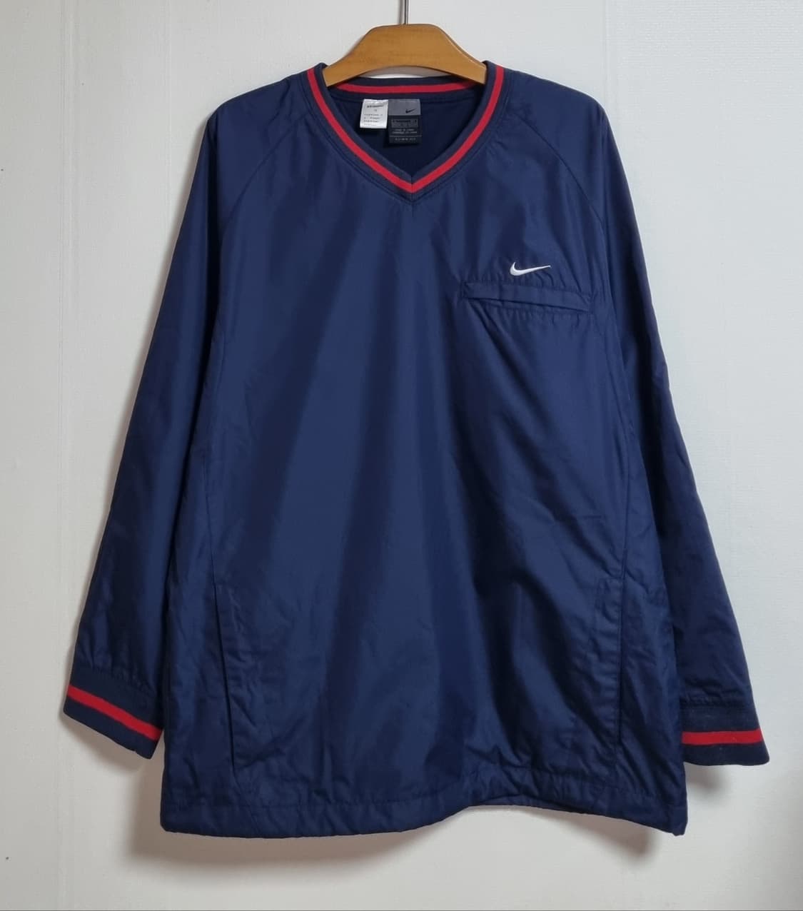 실측 S ) 나이키 빈티지 네이비 브이넥 웜업 바람막이 상품이미지1