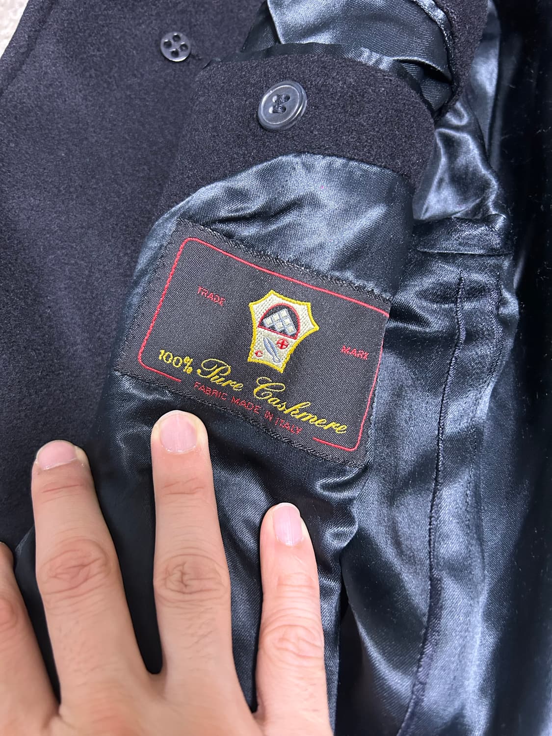 이태리제 캐시미어100프로 검정색 코트 사이즈 105~110 상품이미지5