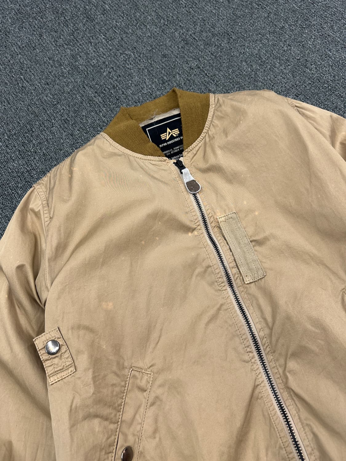 M) 알파 인더스트리 베이지 슬림 봄버자켓 항공자켓 상품이미지3