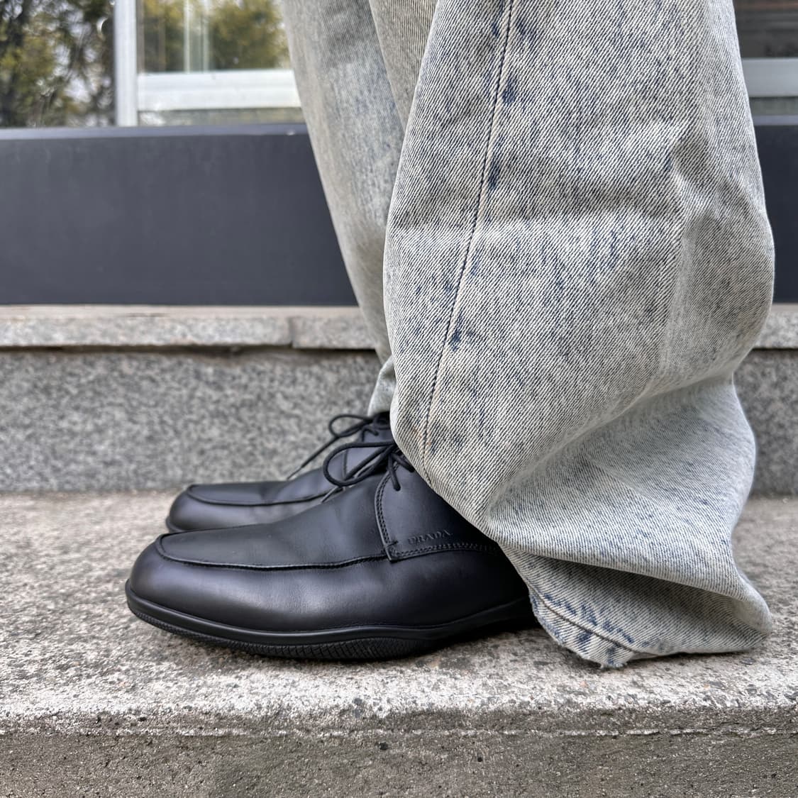 00s 빈티지 프라다 스포츠 가죽 레이스업 로퍼 상품이미지10