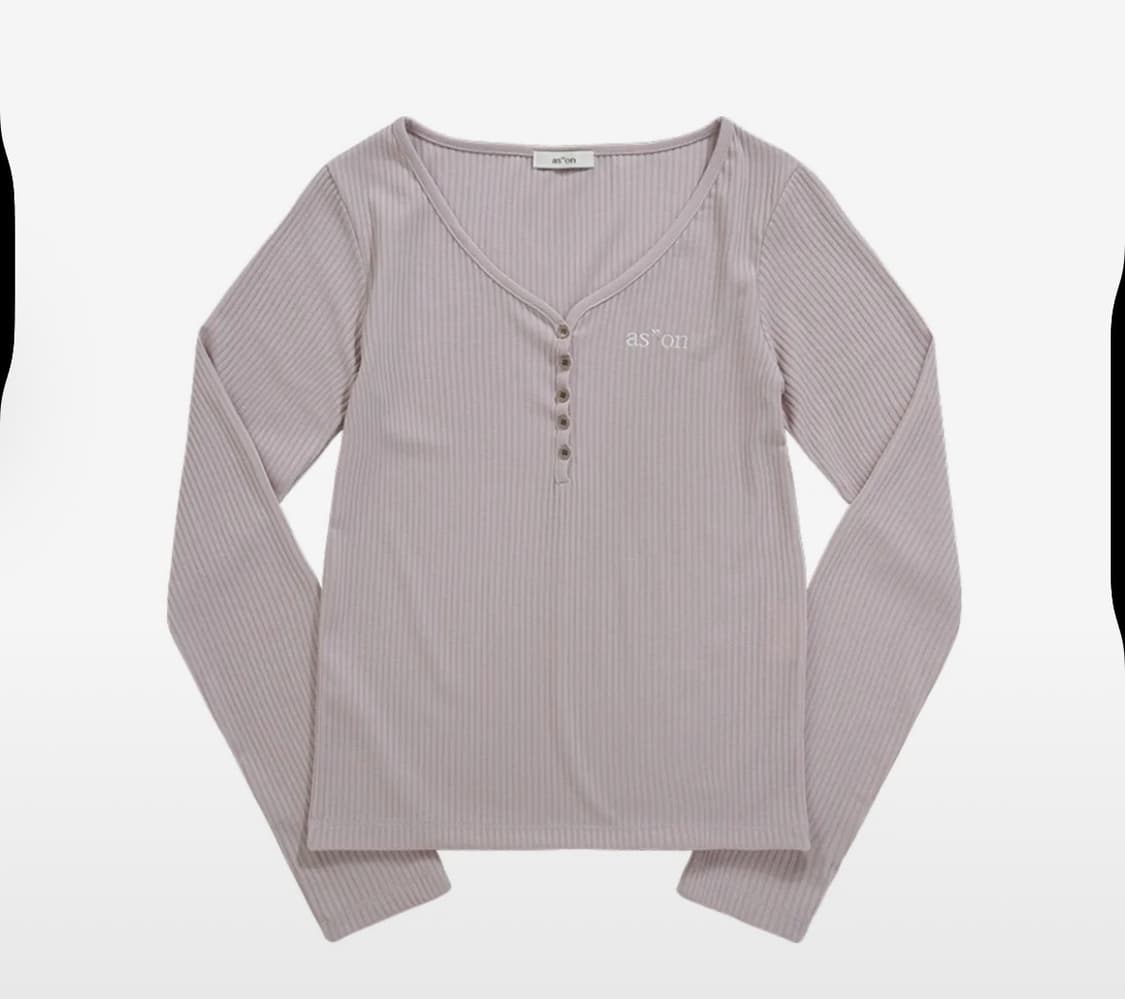 애즈온 WISH RIBBED BUTTON TEE / PINK 상품이미지3