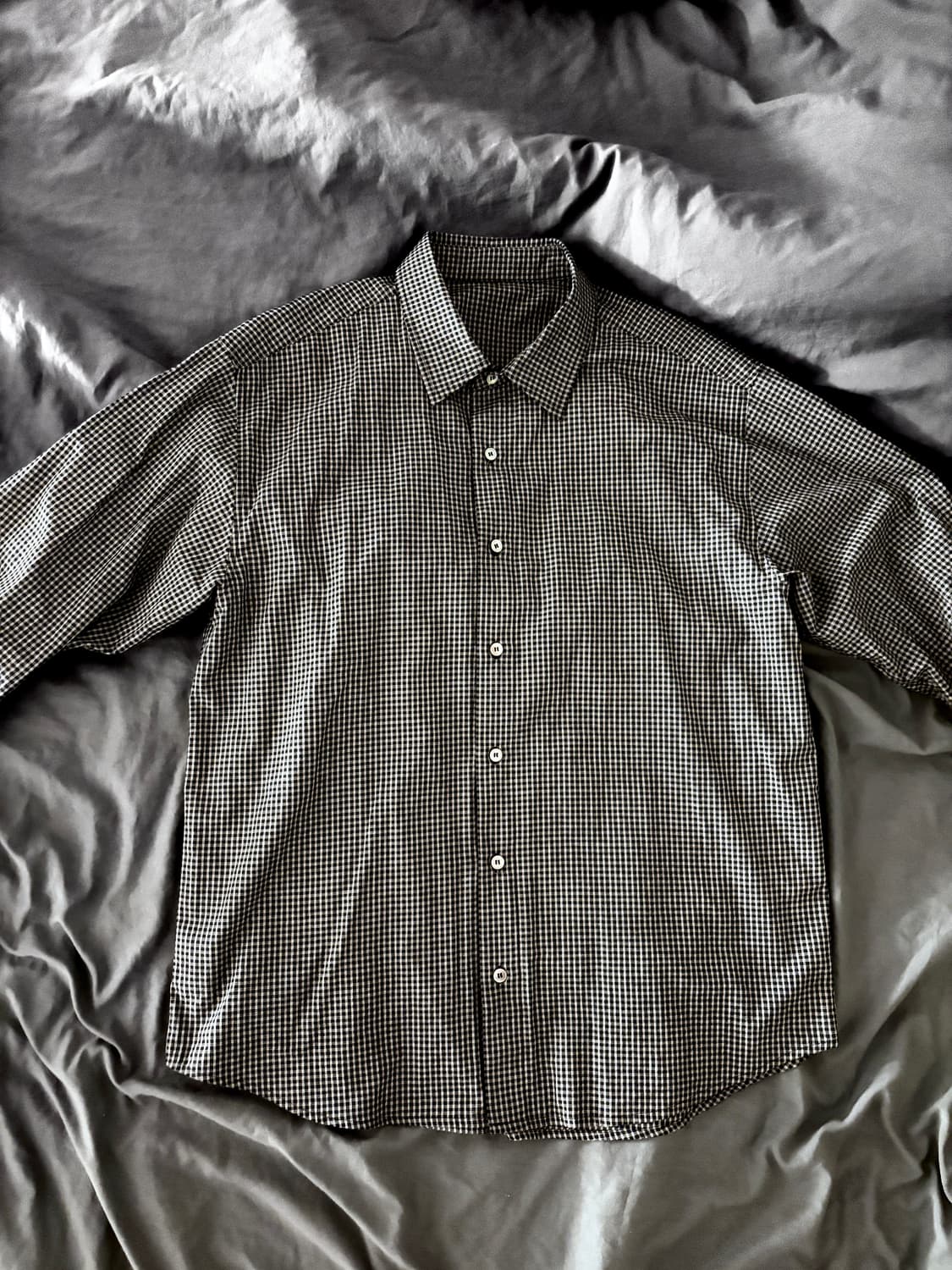 아오이로 시그니처 라벨 체크셔츠- 쿠키 크림 상품이미지4