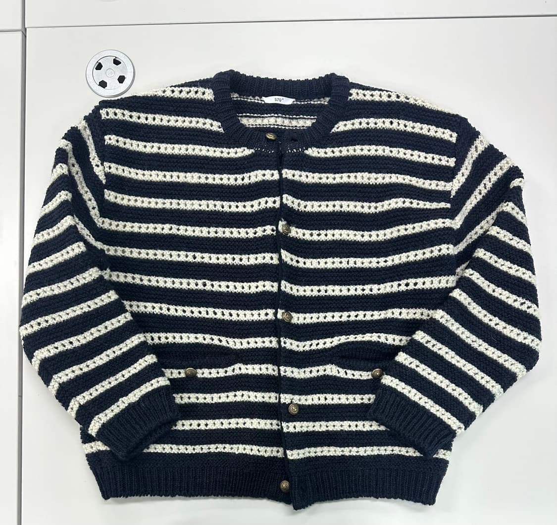 STU 라운드 넥 스트라이프 가디건 네이비 상품이미지3