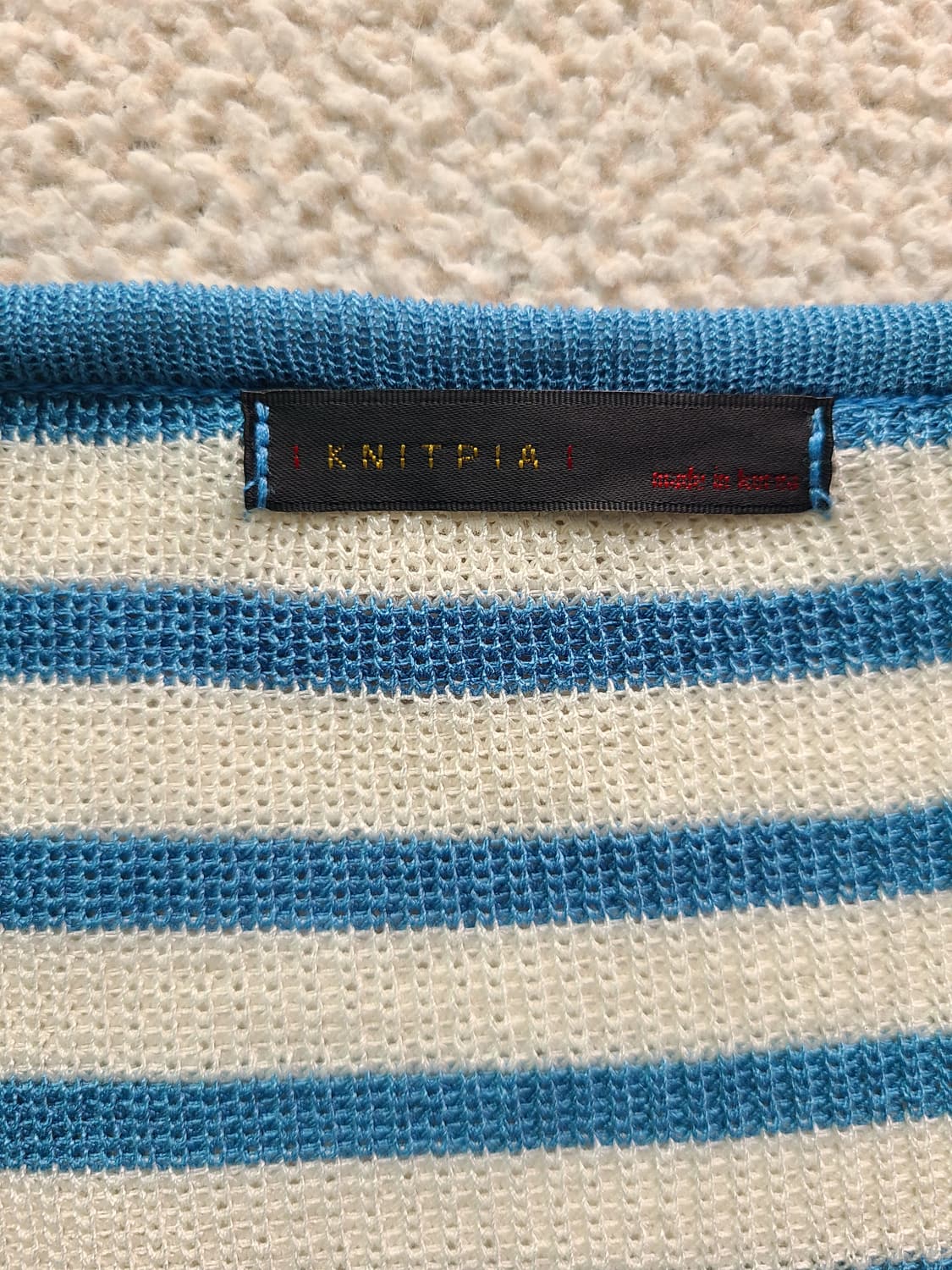 KNITPIA 블루 스트라이프 브이넥 니트 상품이미지2