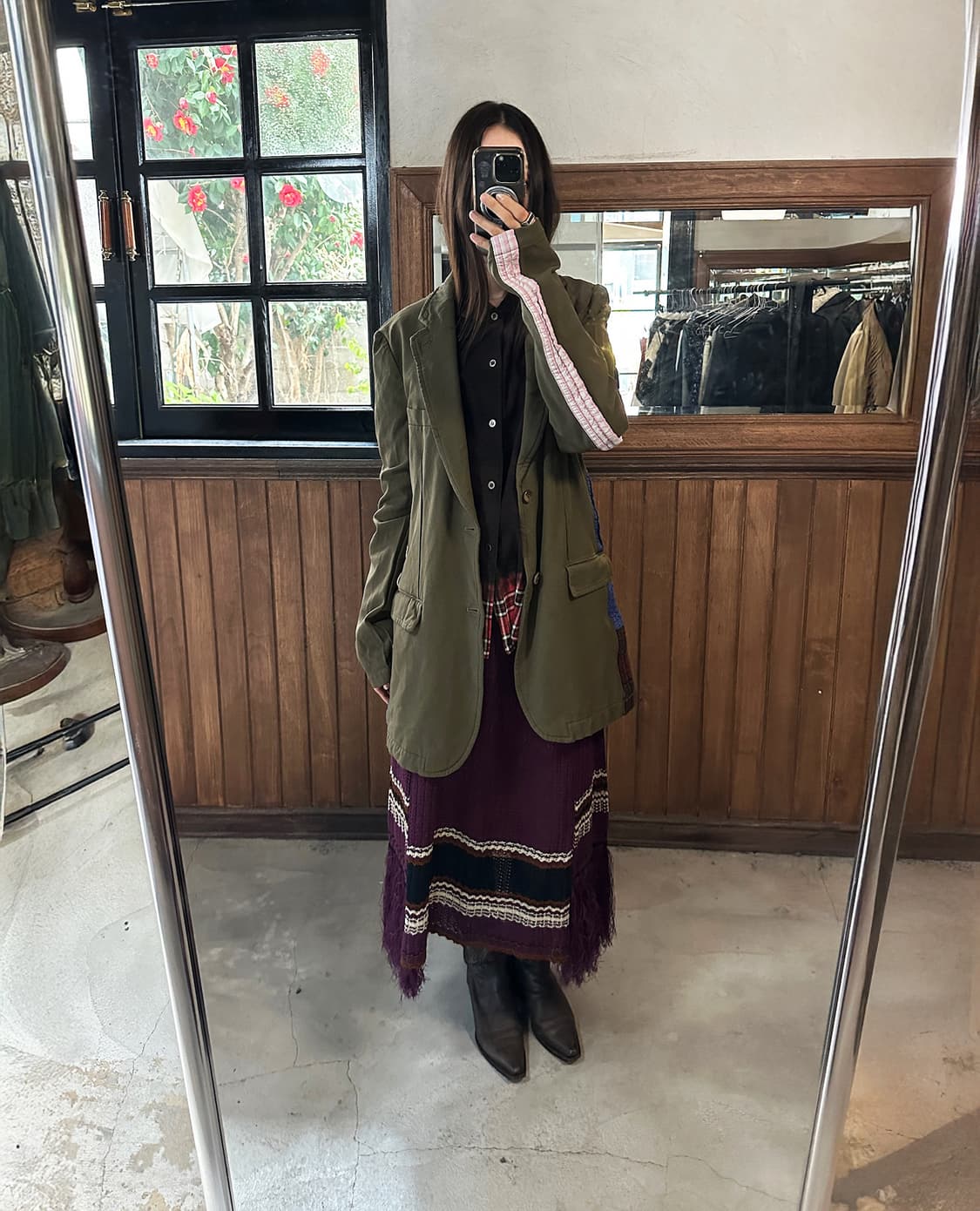 LENZ plum fringe knit skirt 상품이미지4
