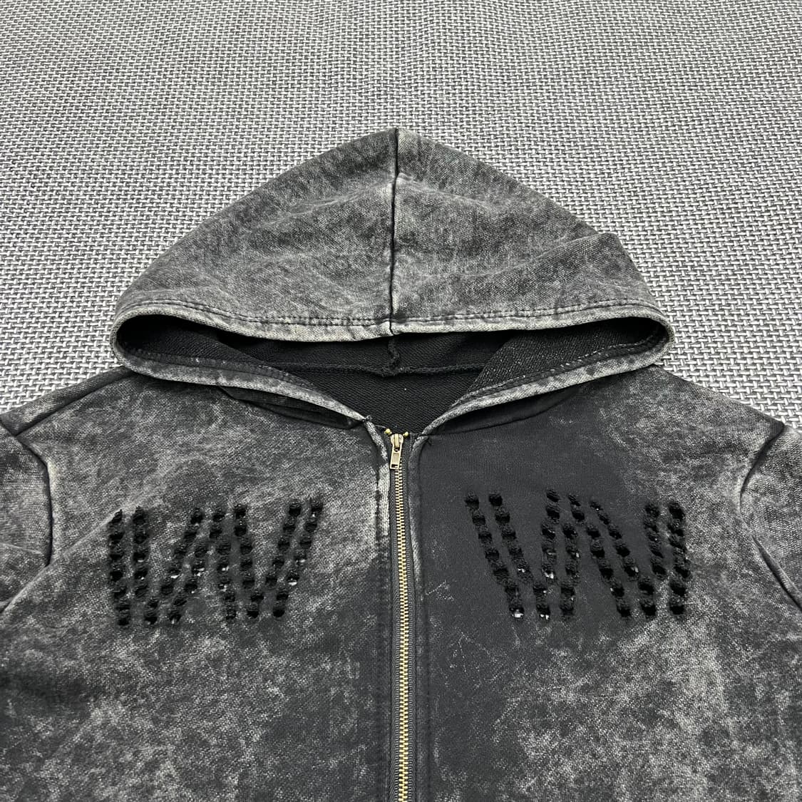 빈티지 워싱 홀 포인트 후드집업 상품이미지2