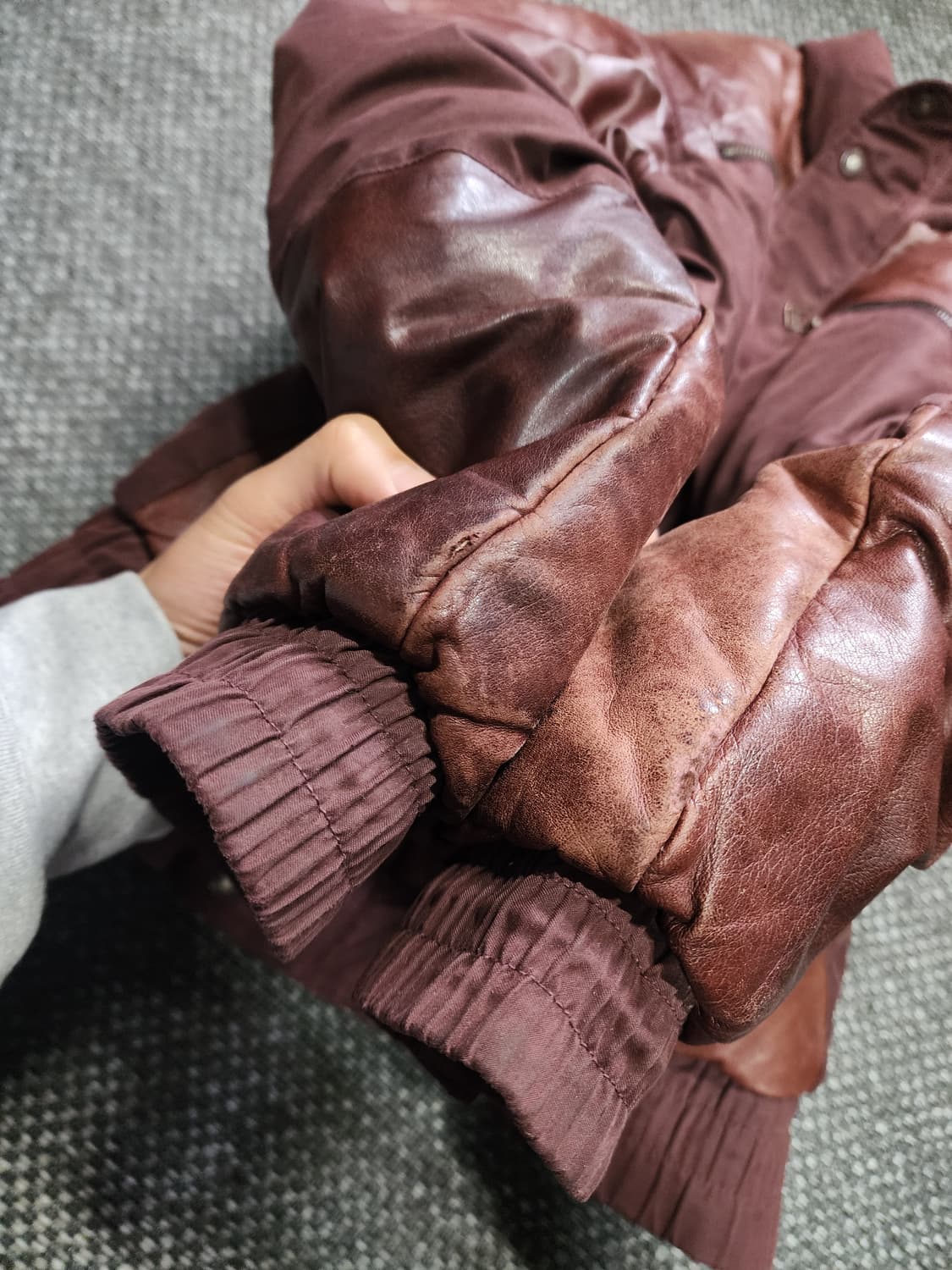 빈티지 소가죽 배색 덕다운 점퍼 95사이즈 상품이미지8