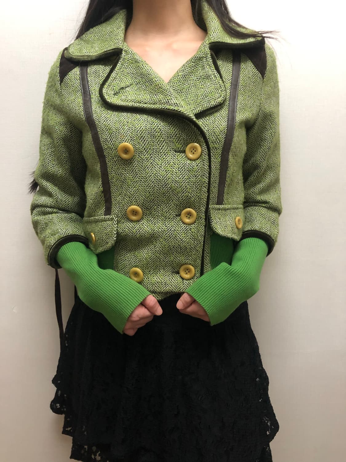 빈티지 그린 울 버튼 자켓 상품이미지7