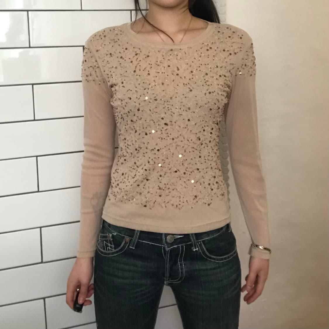 빈티지 스팽글 시스루 탑 상품이미지2