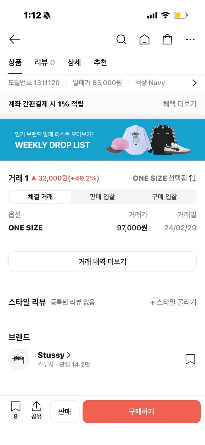 스투시 로우 스티치 네이비 볼캡 상품이미지8