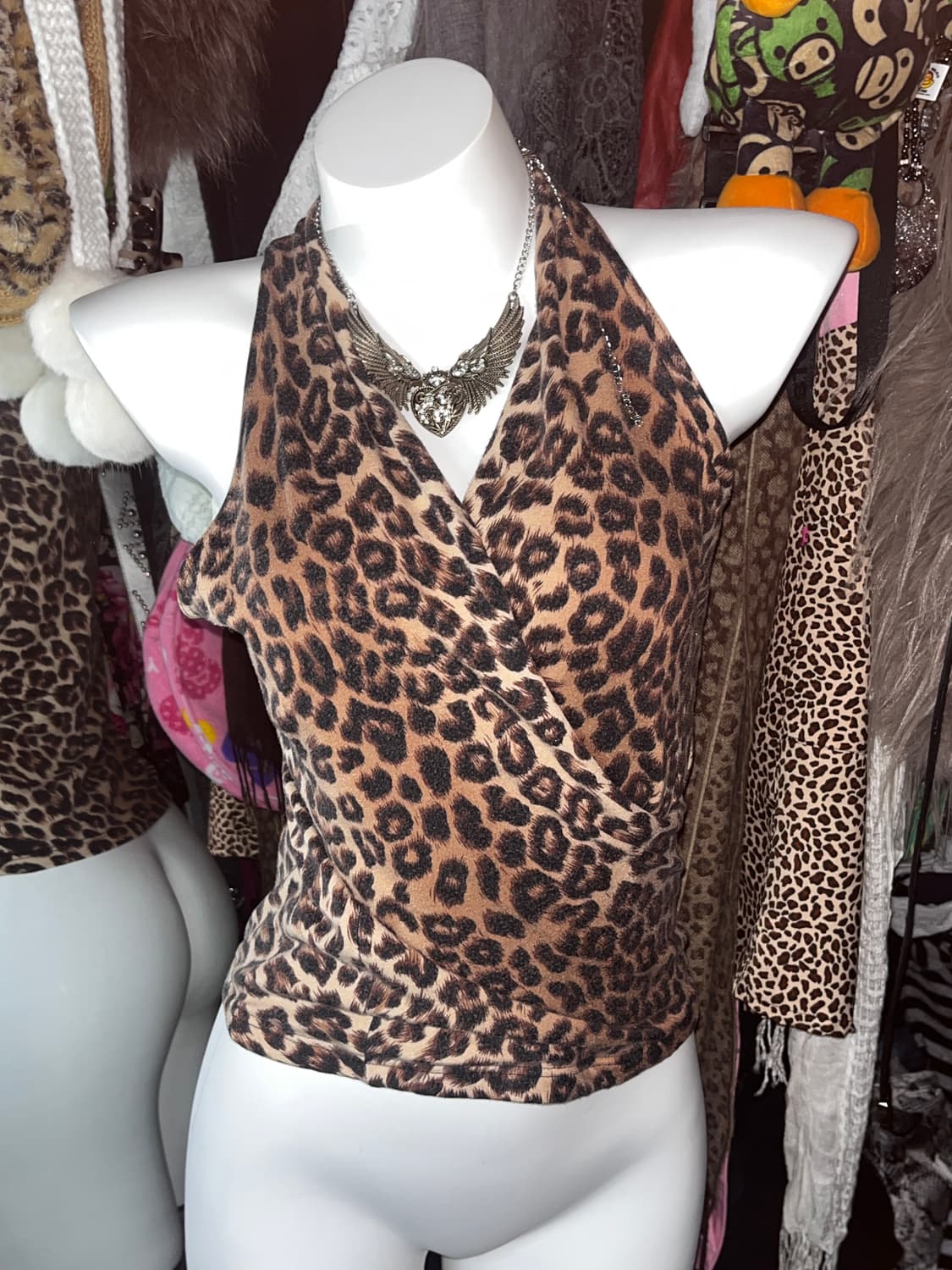 y2k 오네갸루 레오파드 홀터탑 상품이미지1
