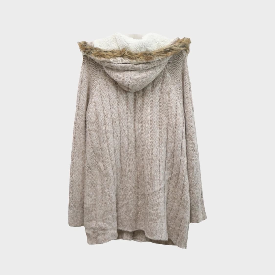 MURE 후드 퍼 롱 아이보리 가디건 모리걸 상품이미지2