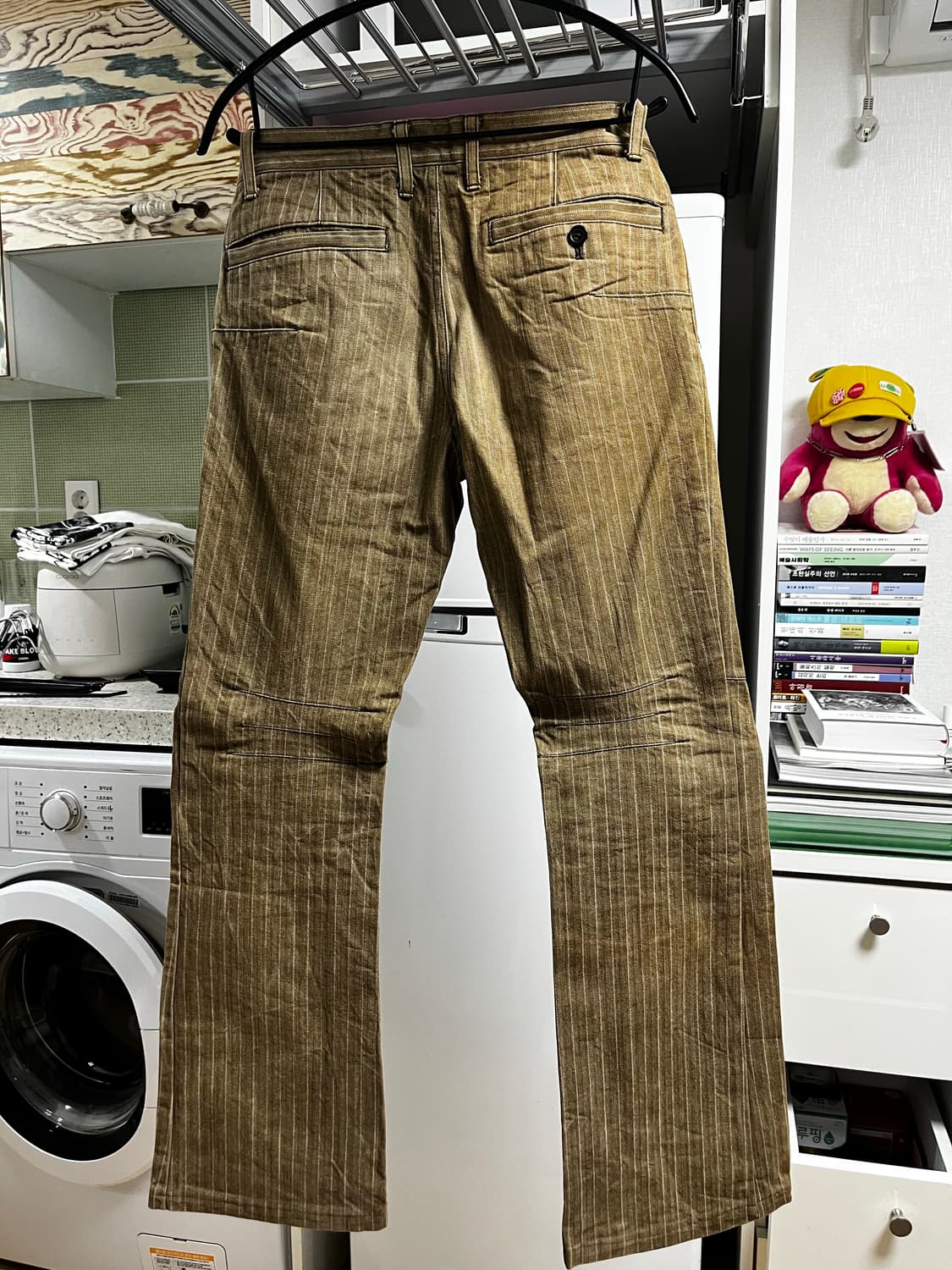 브라운 스트라이프 플레어핏 바지 상품이미지2