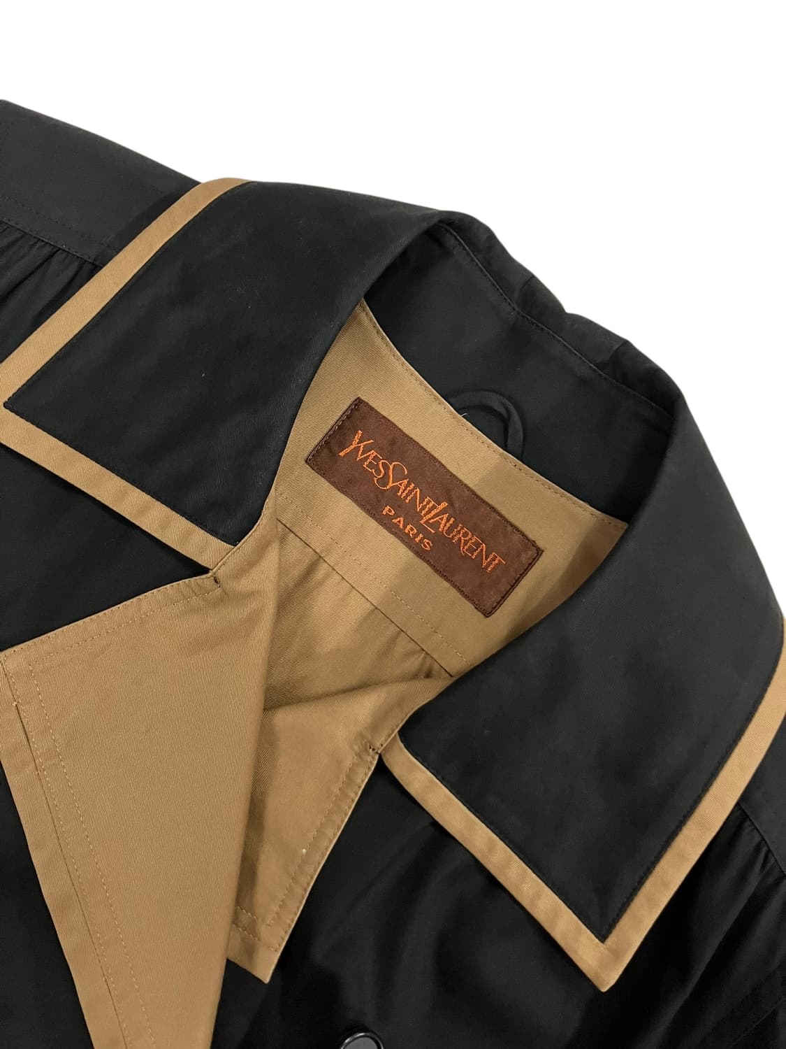 입생로랑 블랙 배색 롱 코트 M 상품이미지3