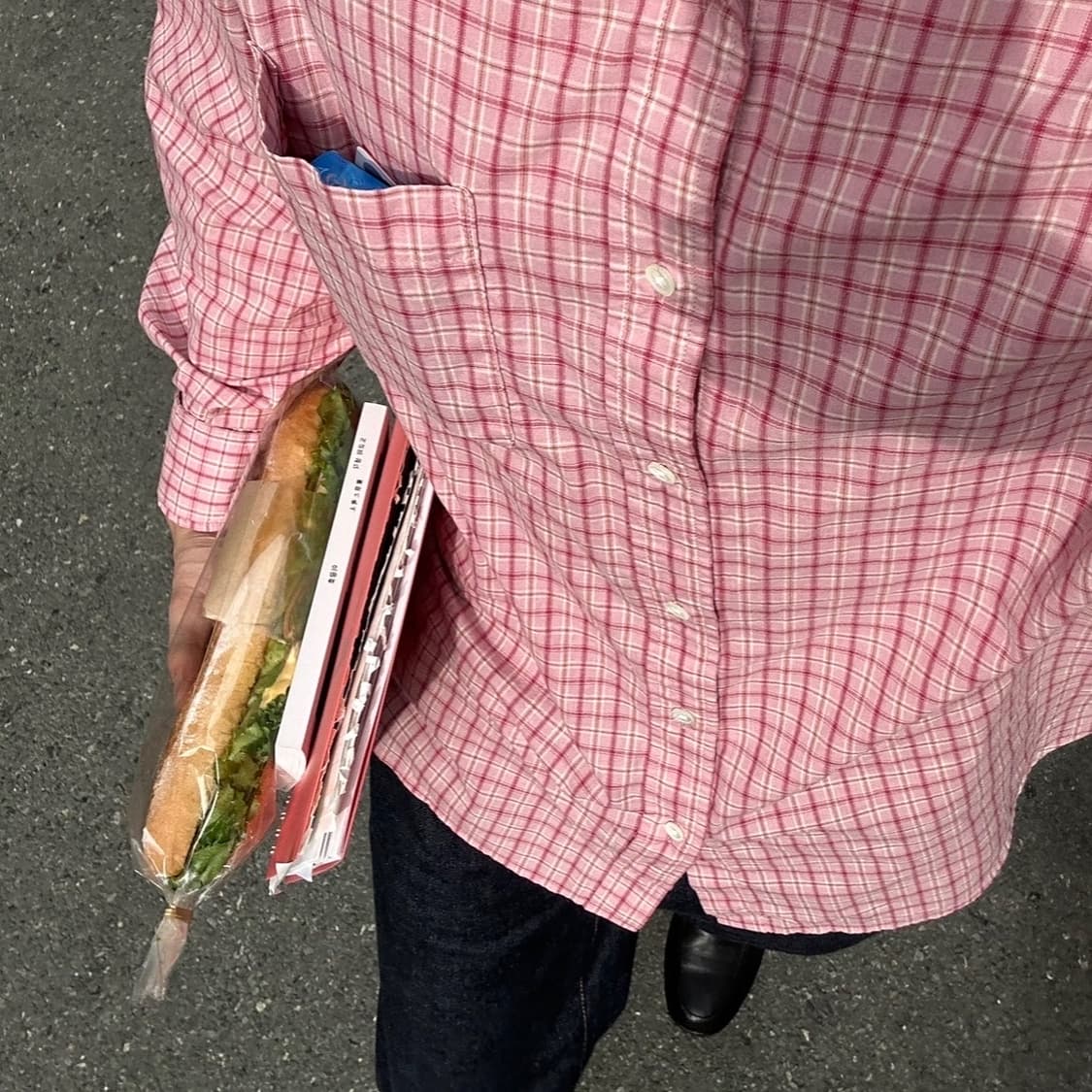 우드비 핑크체크 셔츠 1사이즈 상품이미지1