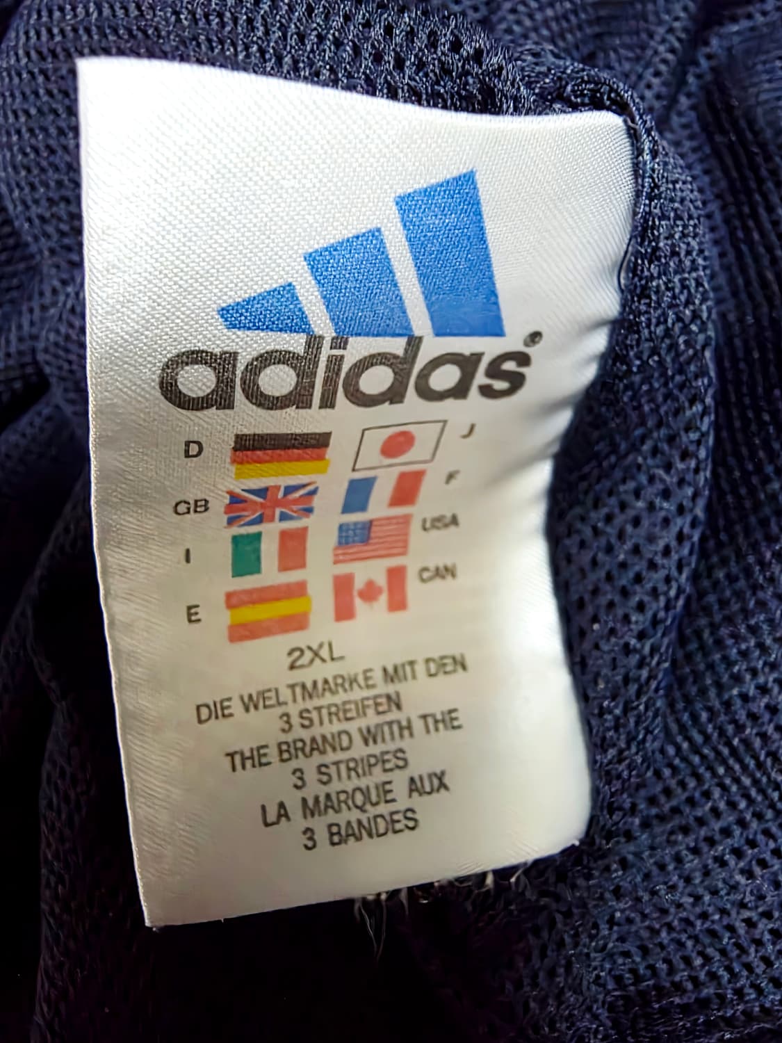 [아디다스] 올드스쿨 네이비 블루 투톤 배색 삼선 오버핏 바람막이 (실측 상품이미지7