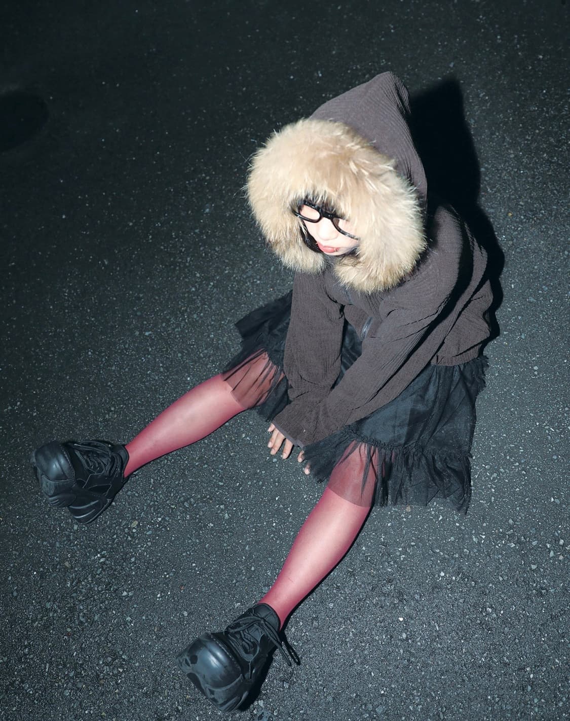 글랙 드로플랫 라쿤 퍼 집업 후드 (BROWN) 상품이미지1