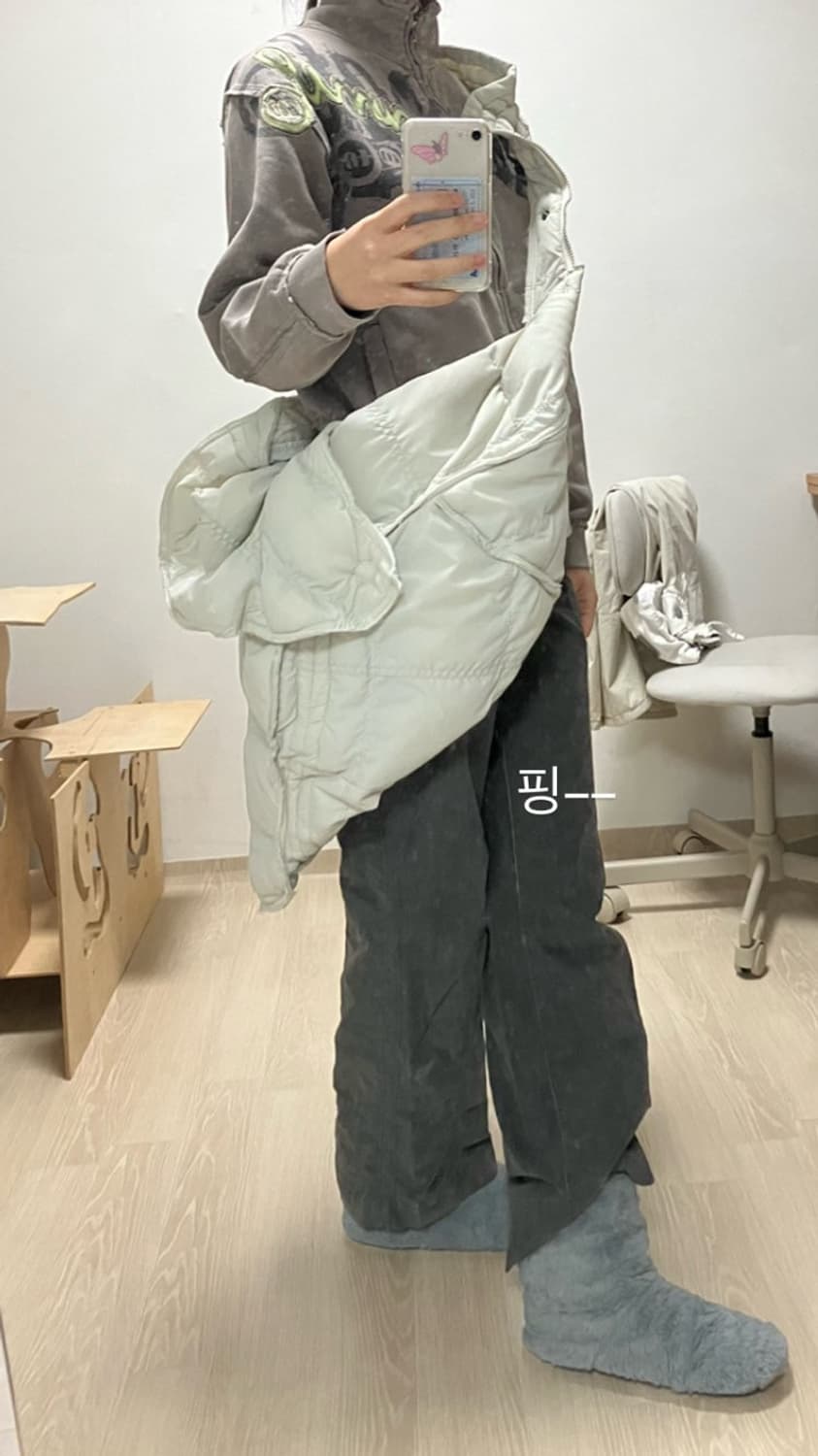 [직수입] 빈티지 핸드메이드 퀼티드 크로스 백 그레이 상품이미지6