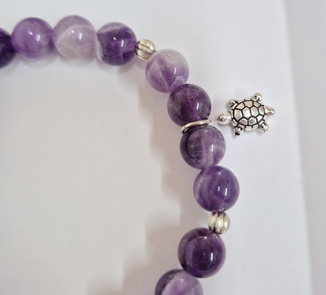 고급  쉐브론 자수정 원석 팔찌 (8mm) - 새상품  상품이미지5