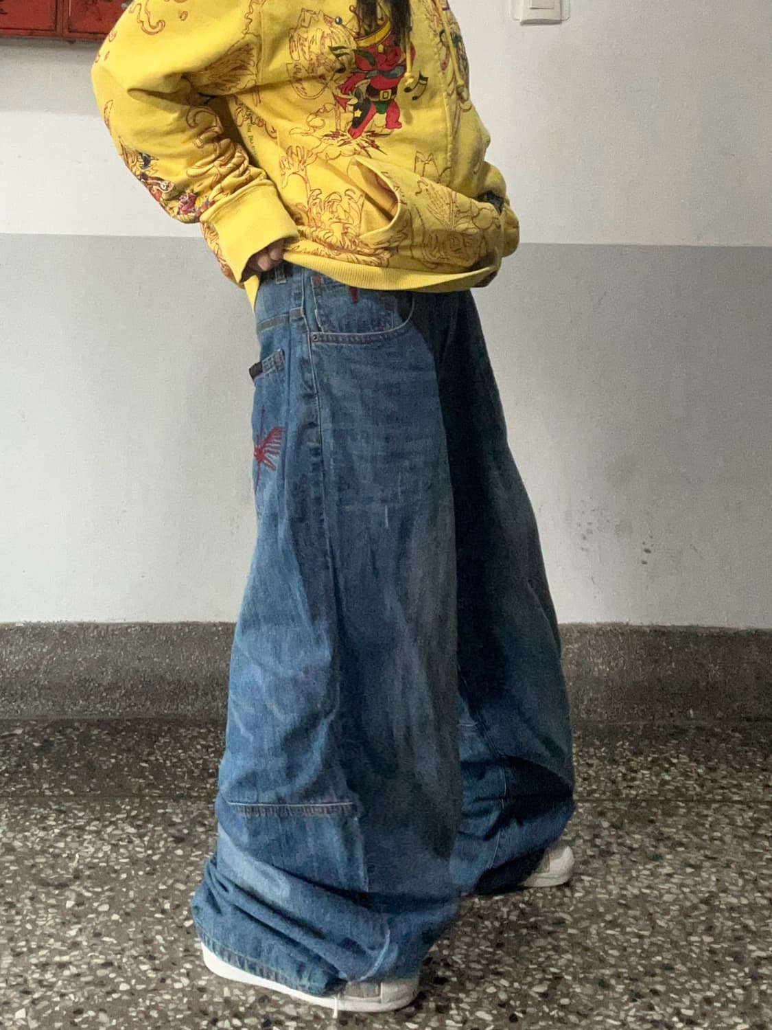 90s ROCA WEAR 워크웨어 워싱 데님 배기와이드팬츠 상품이미지3