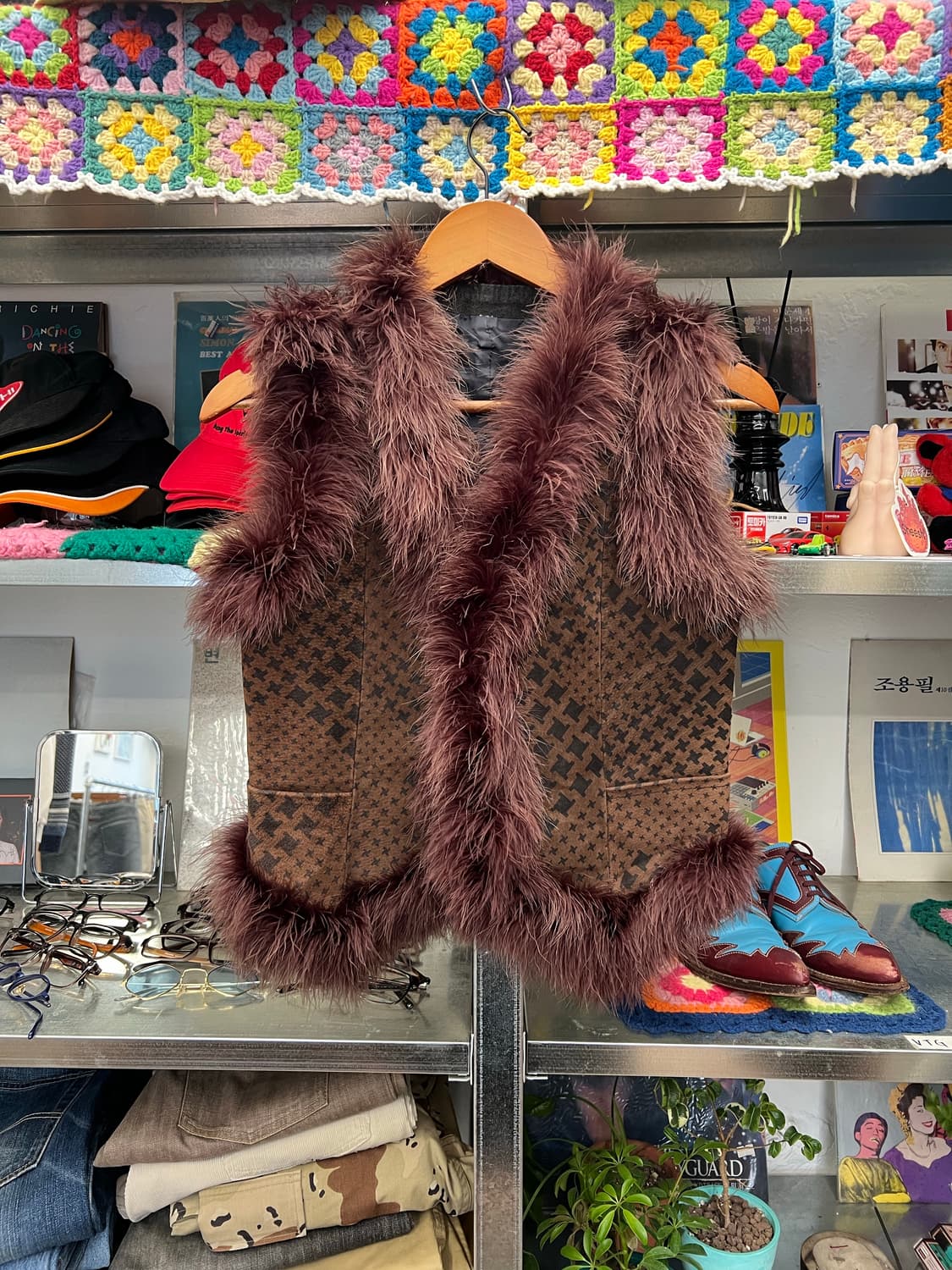 Vintage Bohemian Faux Fur Trim Vest 상품이미지1