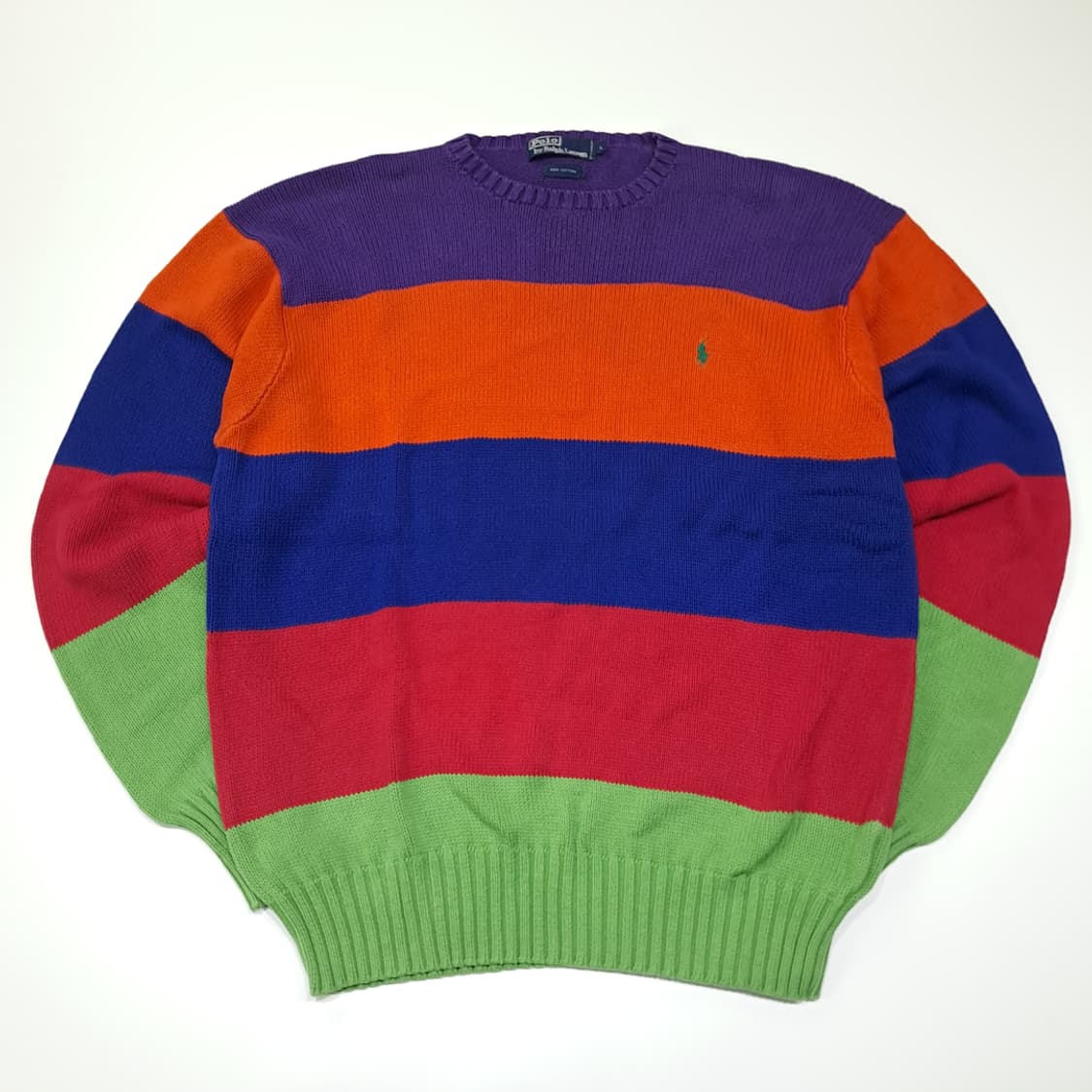 CL024 L 폴로 랄프로렌 90s 레인보우 블록 멀티 스트라이프 라운 상품이미지1