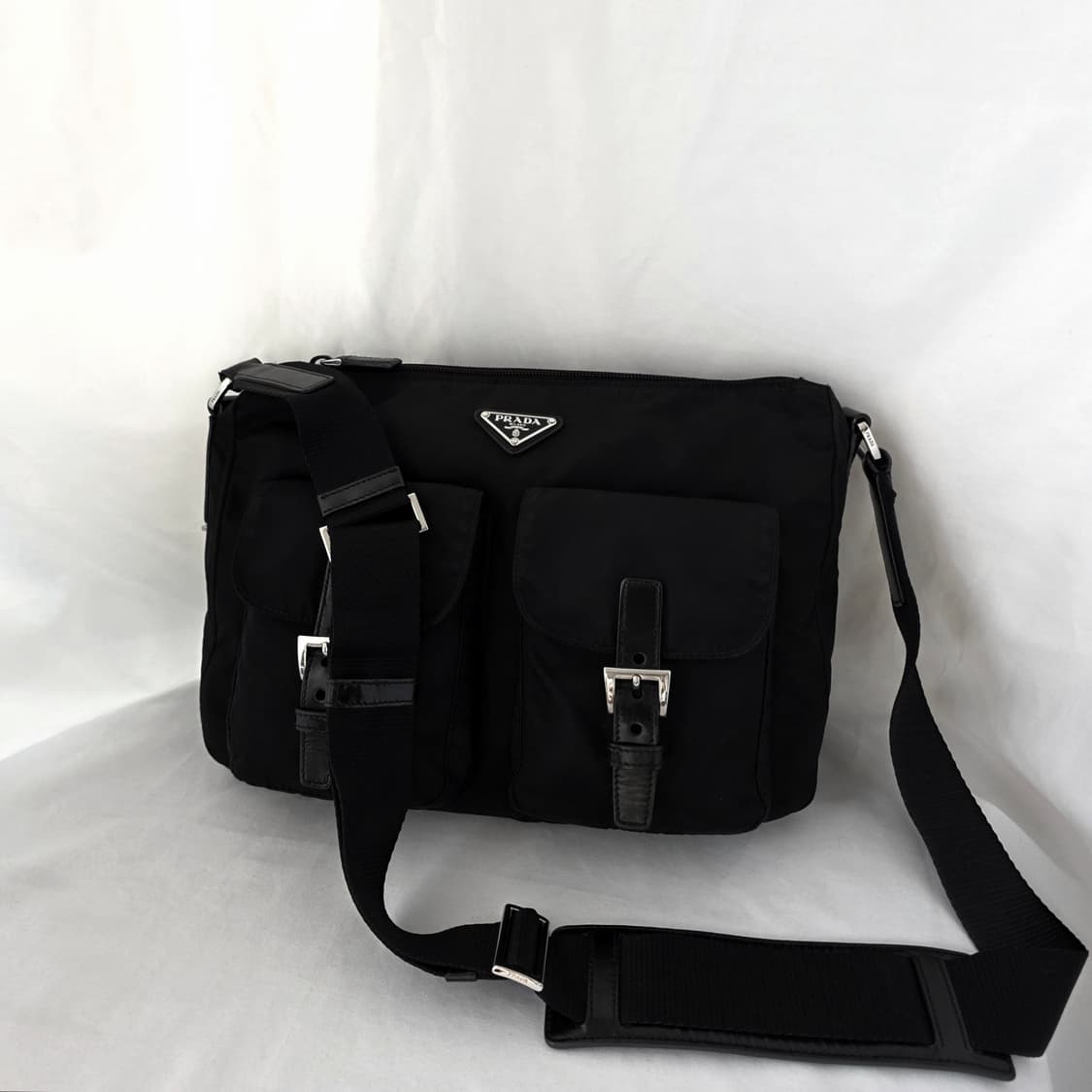[정품 PRADA] 프라다 투포켓 지퍼 나일론 메신저백 크로스백 라지 상품이미지2