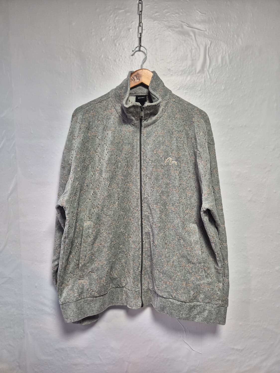 EVISU 에비수 올오버 패턴 후리스 집업 105 XL사이즈(상태A급) 상품이미지1