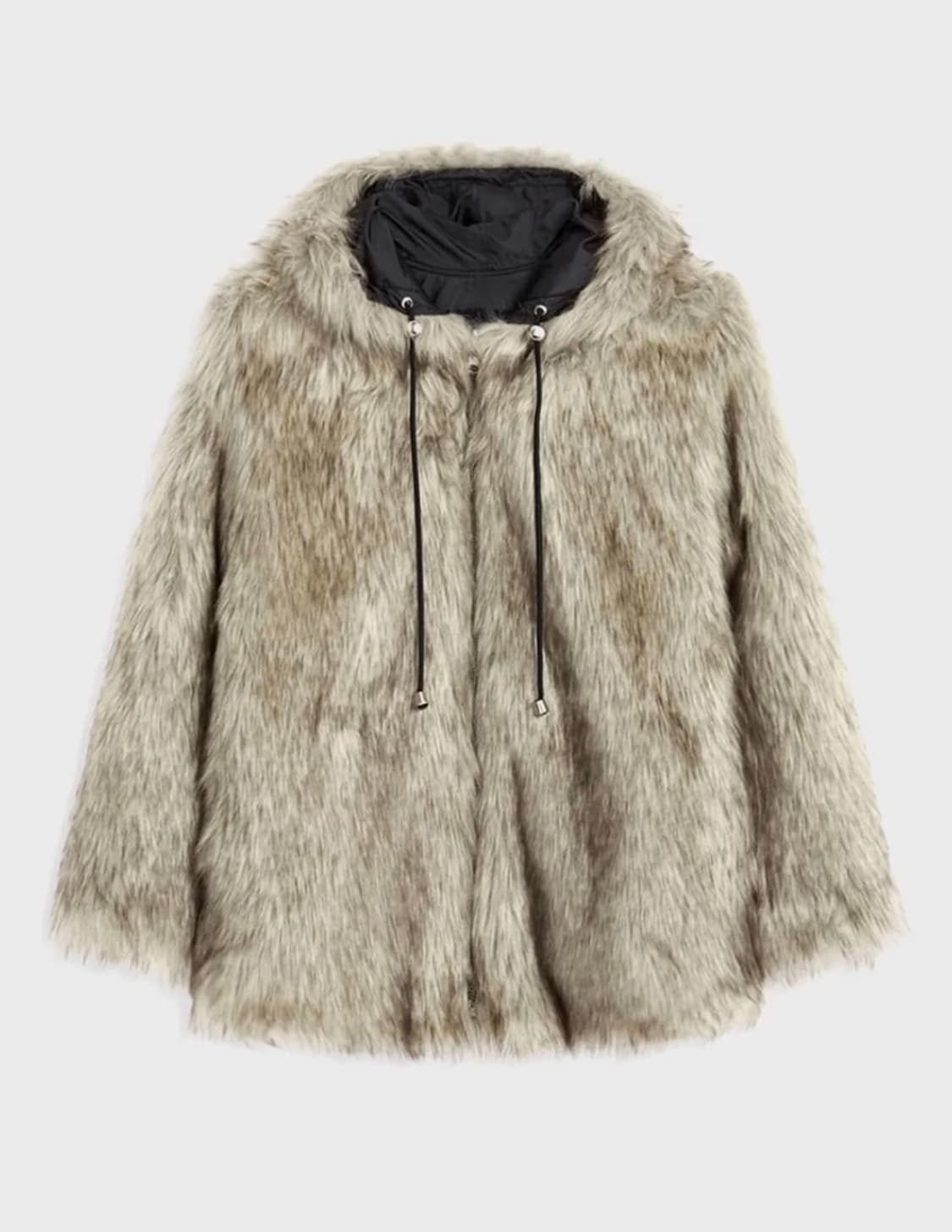 오픈와이와이 리버시블 후드 퍼 자켓 베이지 스몰(S) 상품이미지2