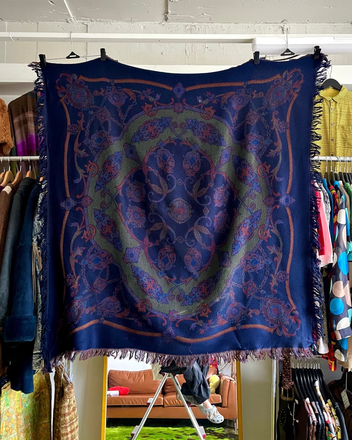 JPN Vintage Antique Graphic Tassel Shawl 상품이미지4