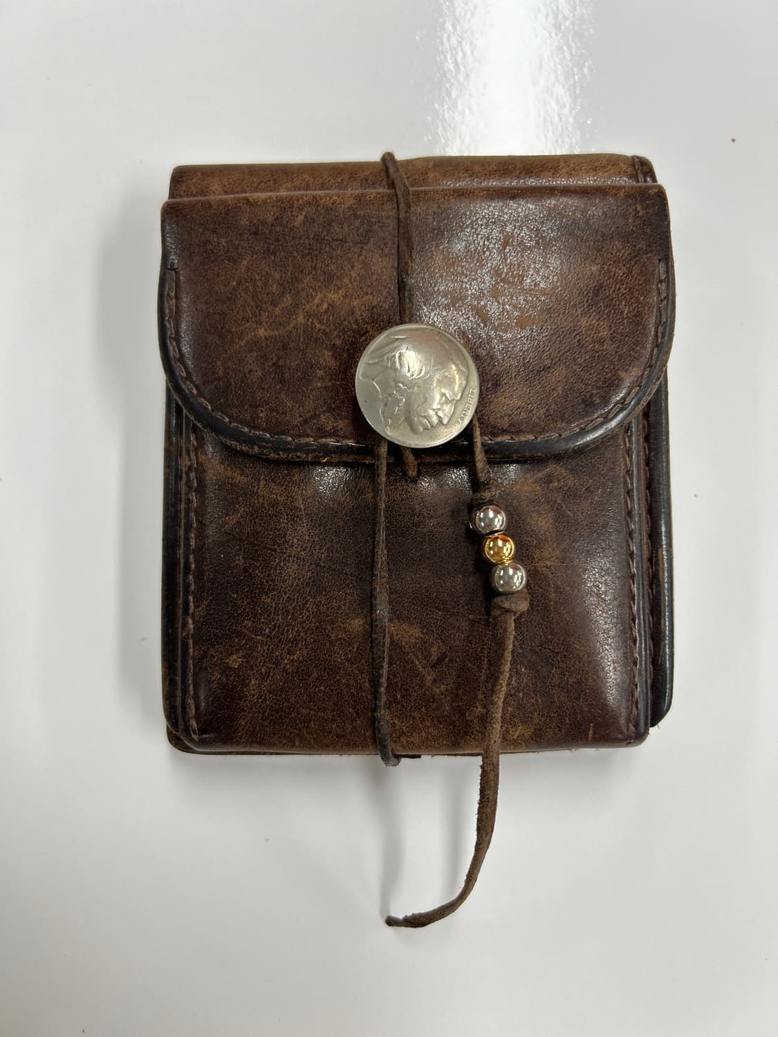 GOROS 고로스 네츄럴 브라운 새들레더 콘초 반지갑 상품이미지1