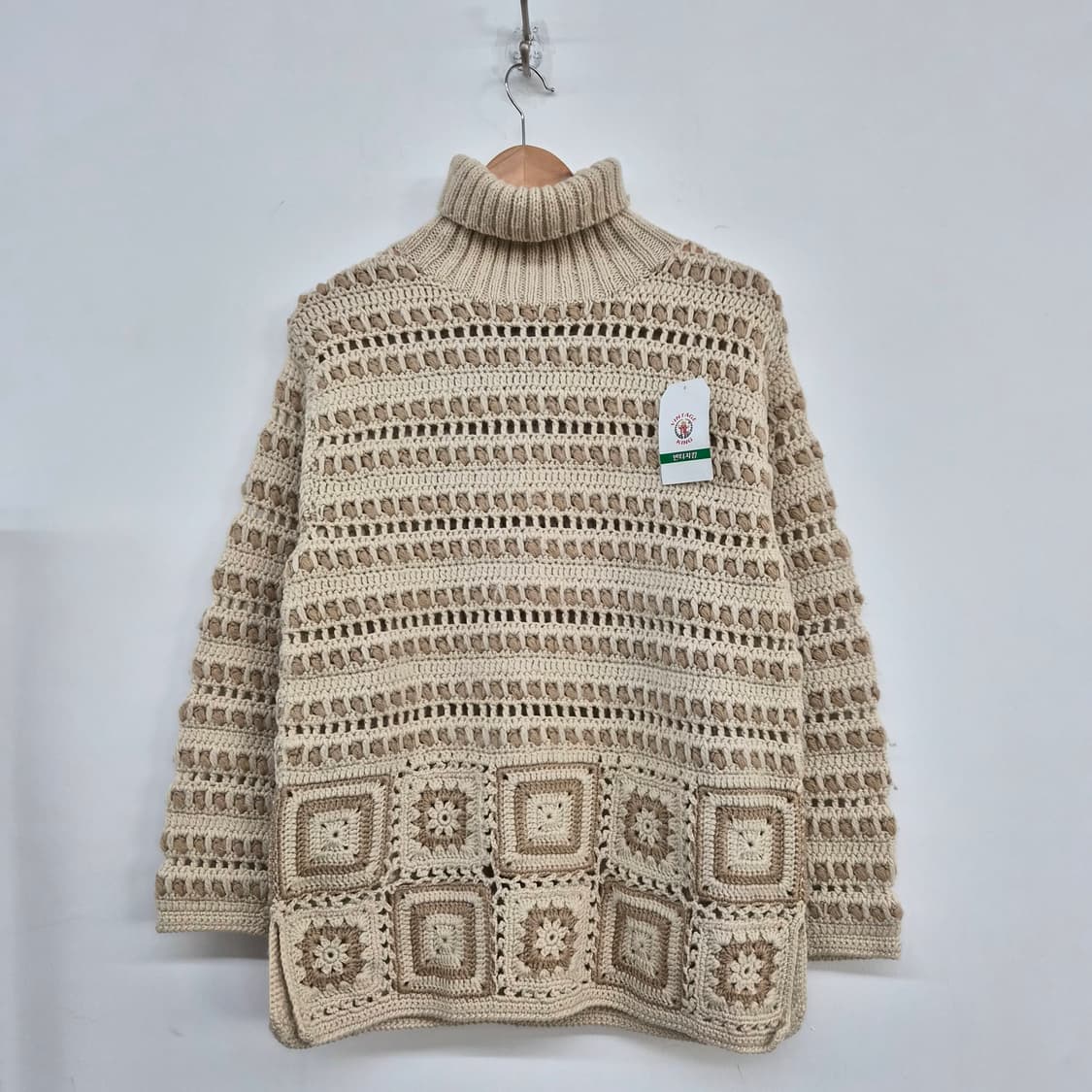 핸드메이드 아이보리 빈티지 니트 스웨터 여성 M 상품이미지1