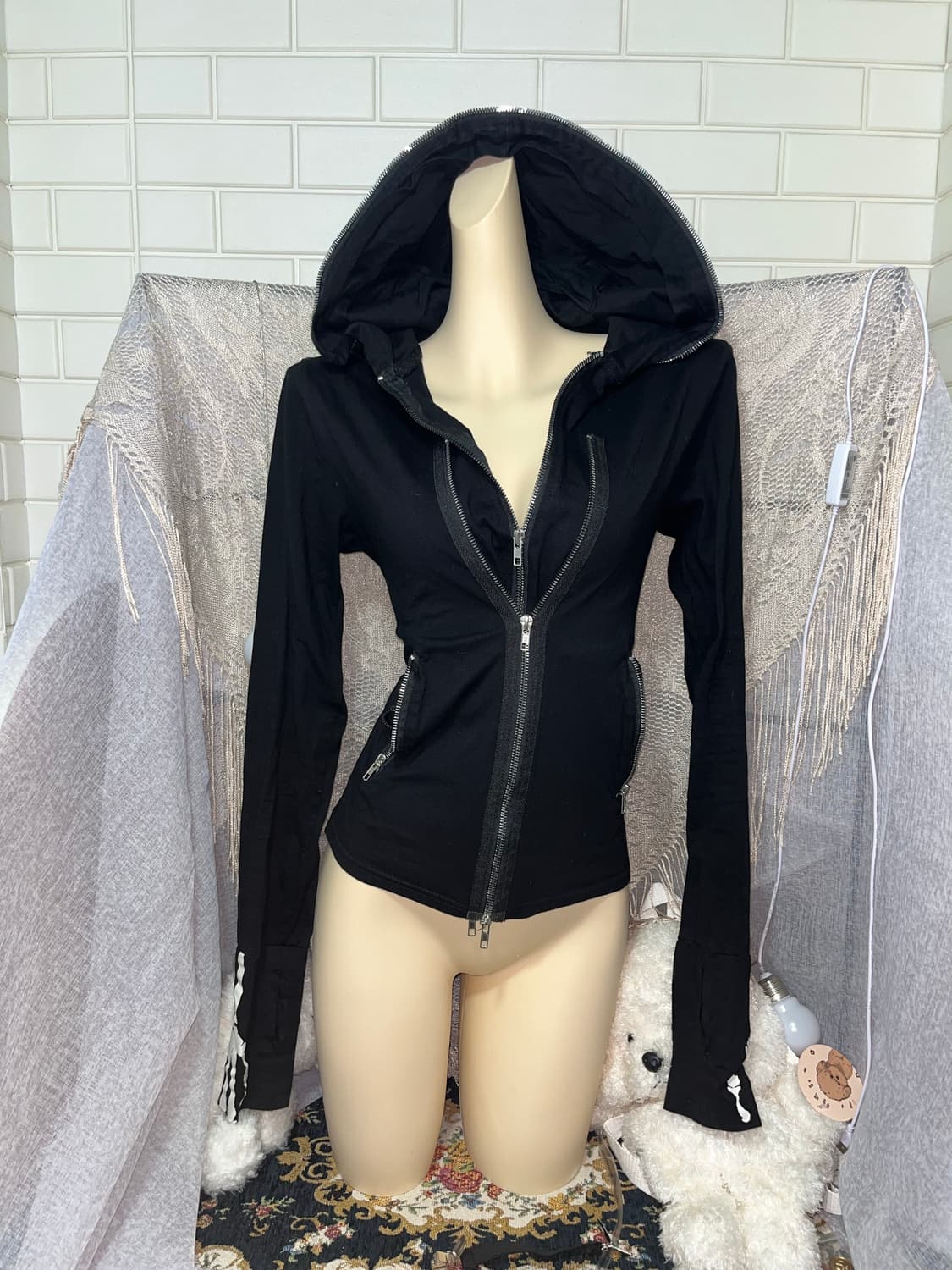 스컬 갸루 펑크 고딕 고스 해골 후드집업 상품이미지1