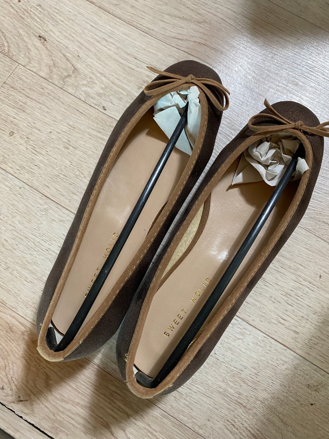 새상품 브라운 펄 플랫슈즈 상품이미지1