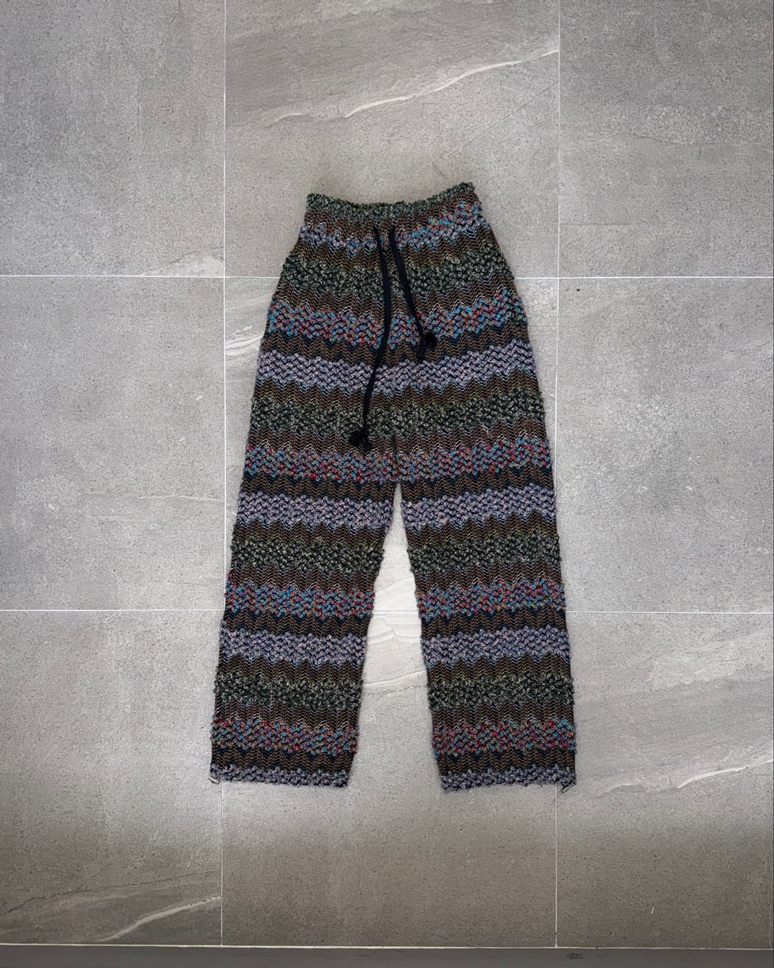Khaki ethnic hippie color mix knit pants 상품이미지1