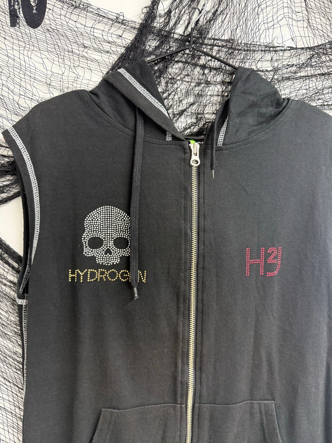 Punk mood beads detail vest zip up 상품이미지2