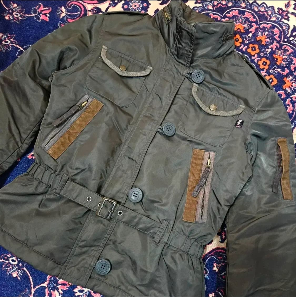 (새상품)알파인더스트리 벨티드 가죽덧댐 누빔 숏 항공 점퍼 상품이미지2