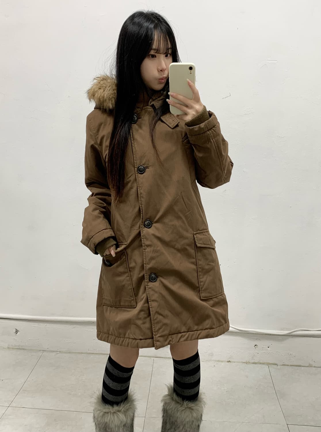 [KOE] 울프죠 y2k 브라운 야상 자켓 상품이미지3