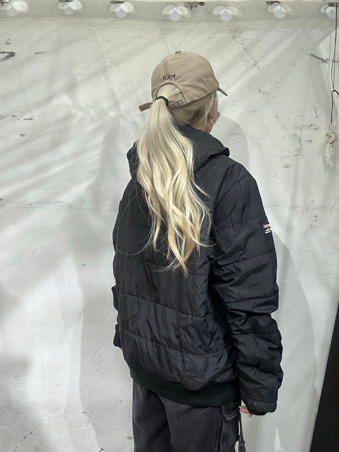 컨버스 블랙 일본판 안감 기모 오버핏 패딩 점퍼 올드스쿨 자켓 L 상품이미지3