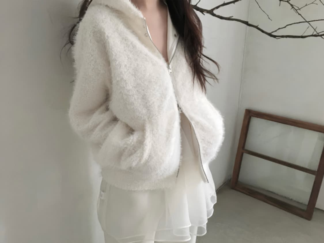 클라따 스노우 퍼 집업 아이보리 새상품 상품이미지1