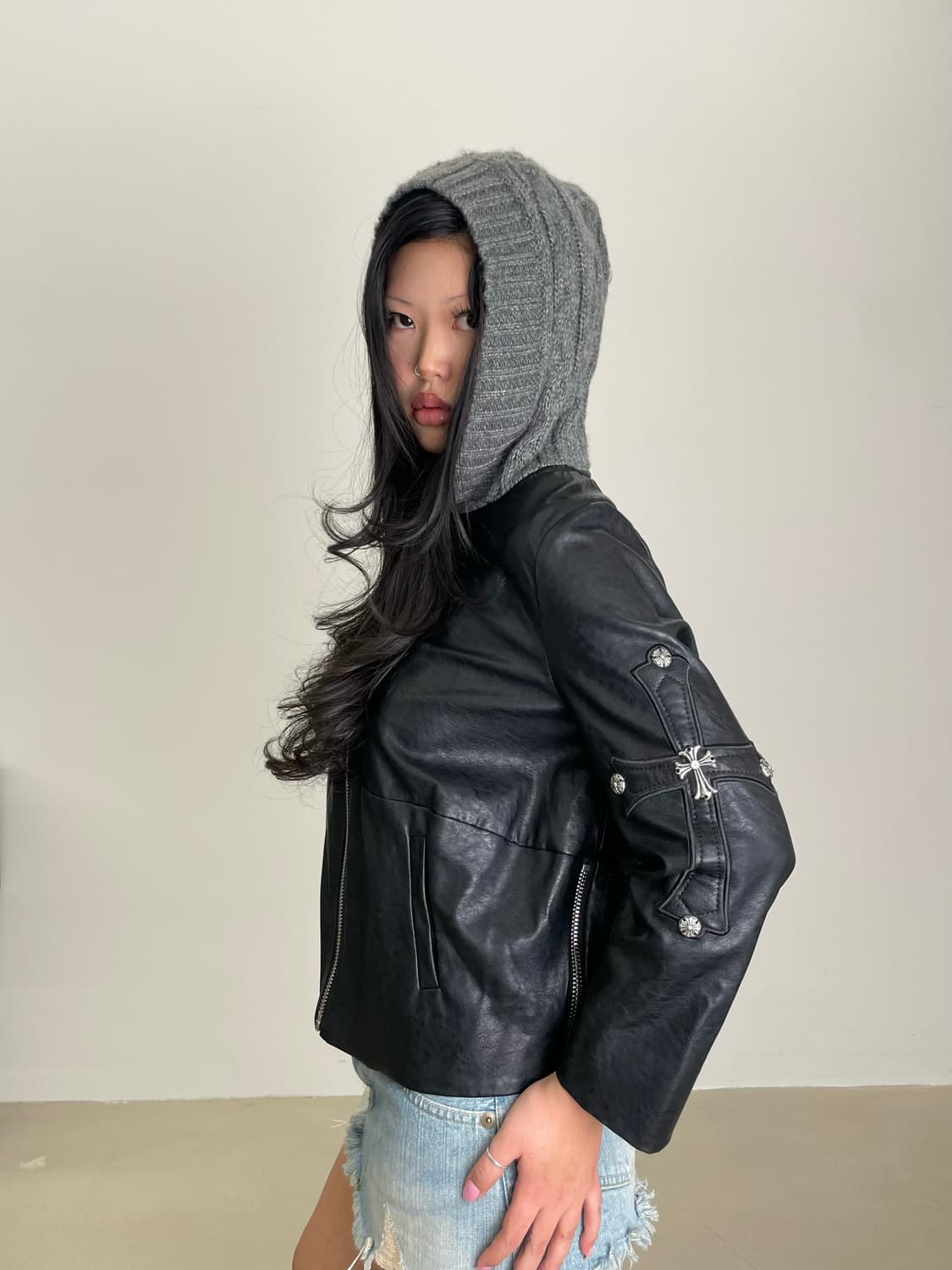 Chrome Detail Leather Jacket 상품이미지3