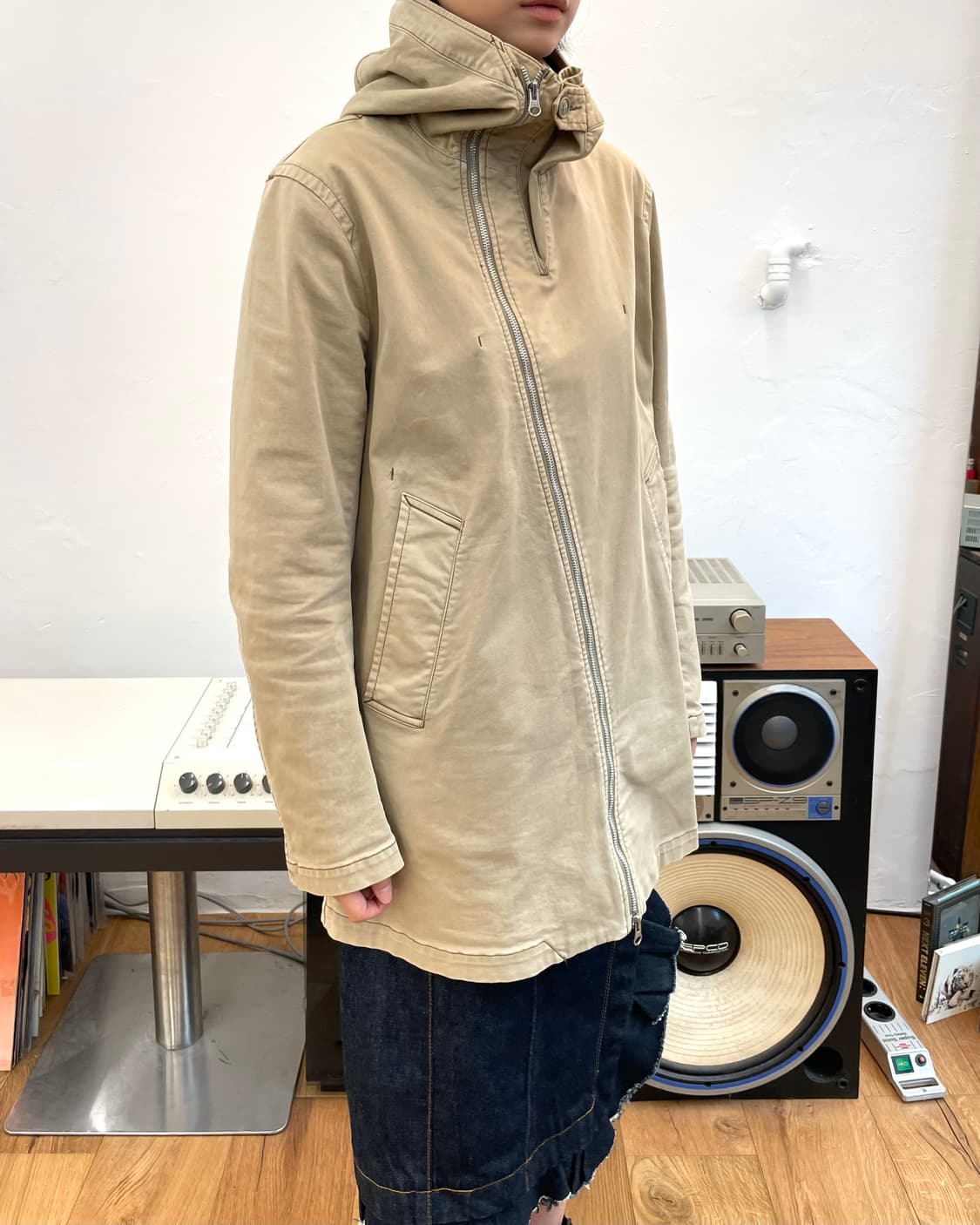 [M] 카반 드 주카 사선 지퍼 후드 코트 상품이미지3