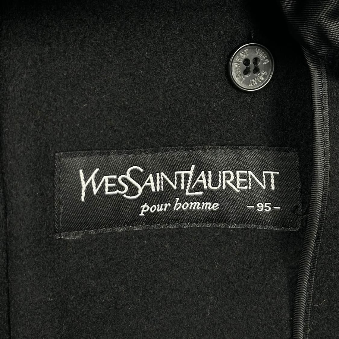 90s YSL 입생로랑 올드 아카이브 하프 울 코트 블랙 M 상품이미지7