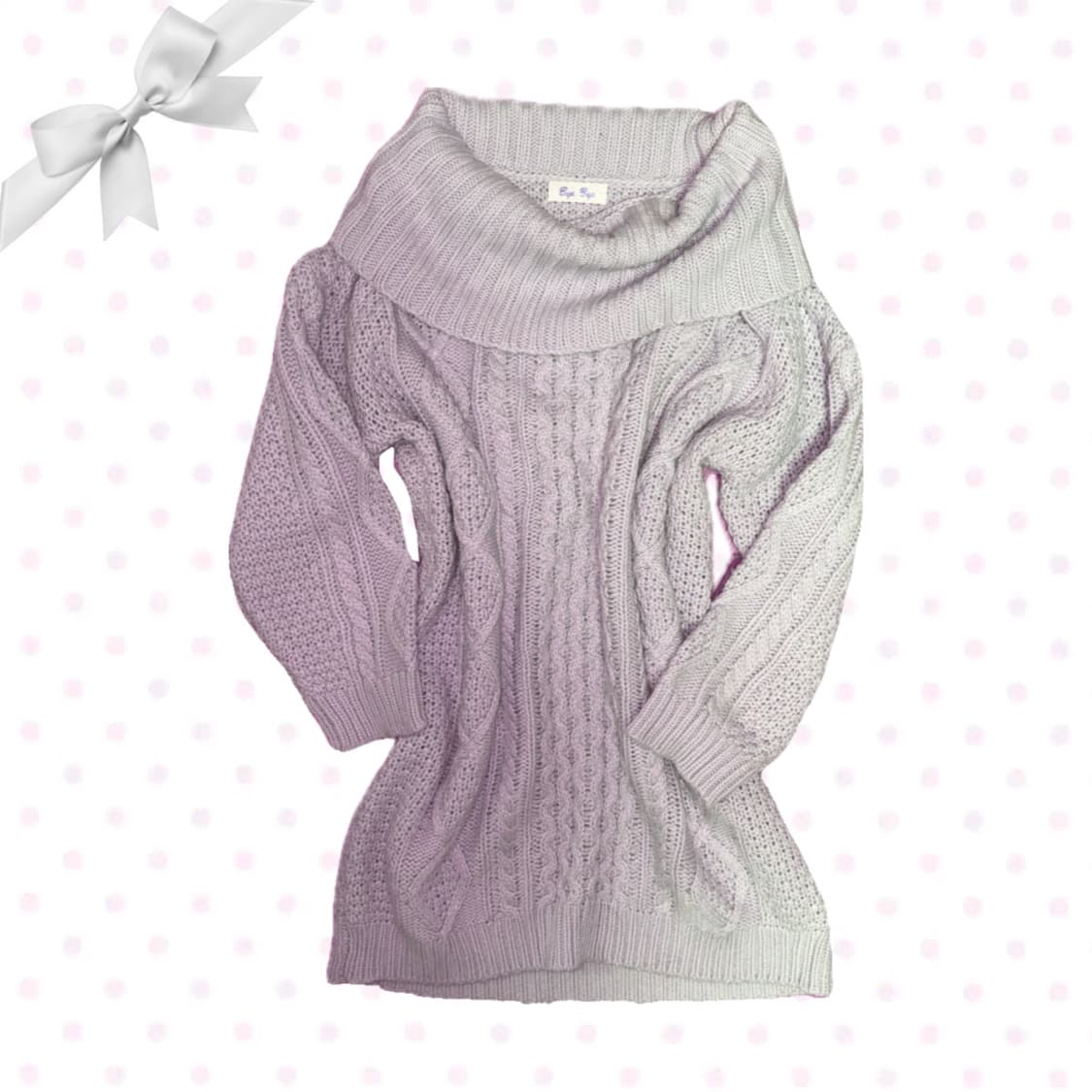 라벤더 연보라 오프숄더 케이블 니트 원피스 상의 상품이미지1