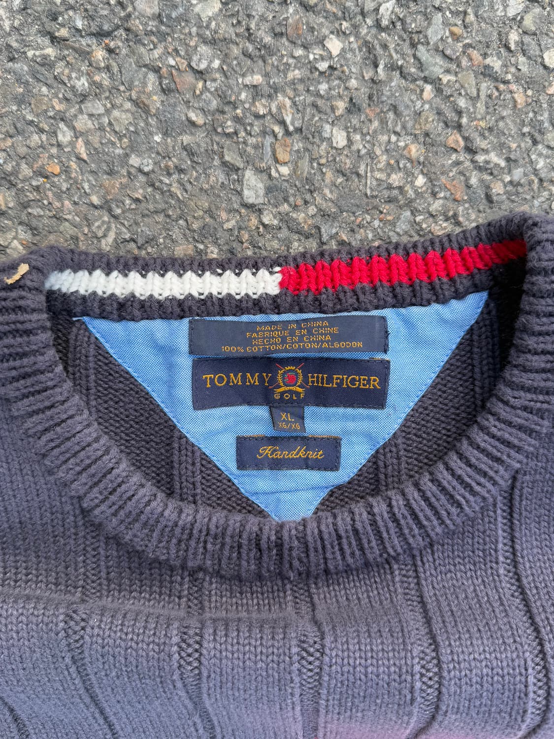 90s 타미힐피거 빅로고 성조기 니트 상품이미지2